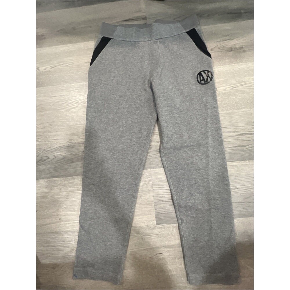 Armani Exchange Gray Black Jogger Pants Men's Drawstring Pockets Logo Size Small